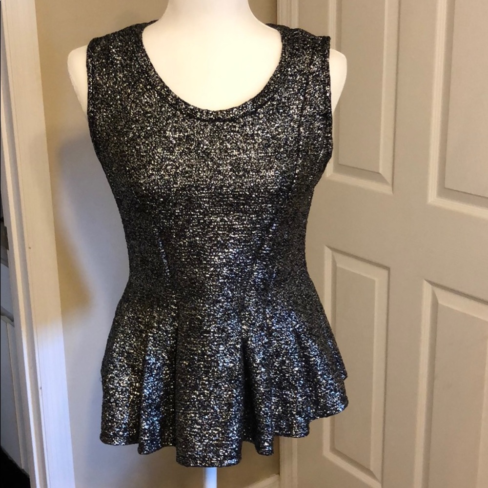 Black w/ silver speckles Peplum top